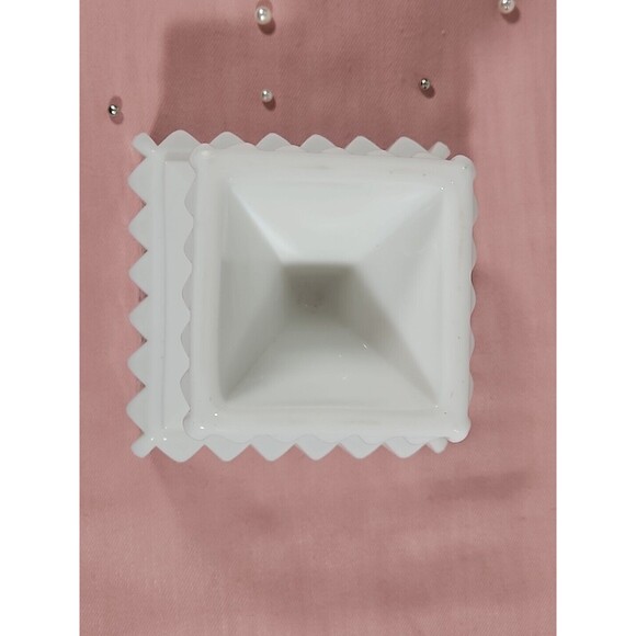 Westmoreland Milk Glass Footed Pedestal Wedding Box Candy Dish Hand Painted 10” - Picture 15 of 16